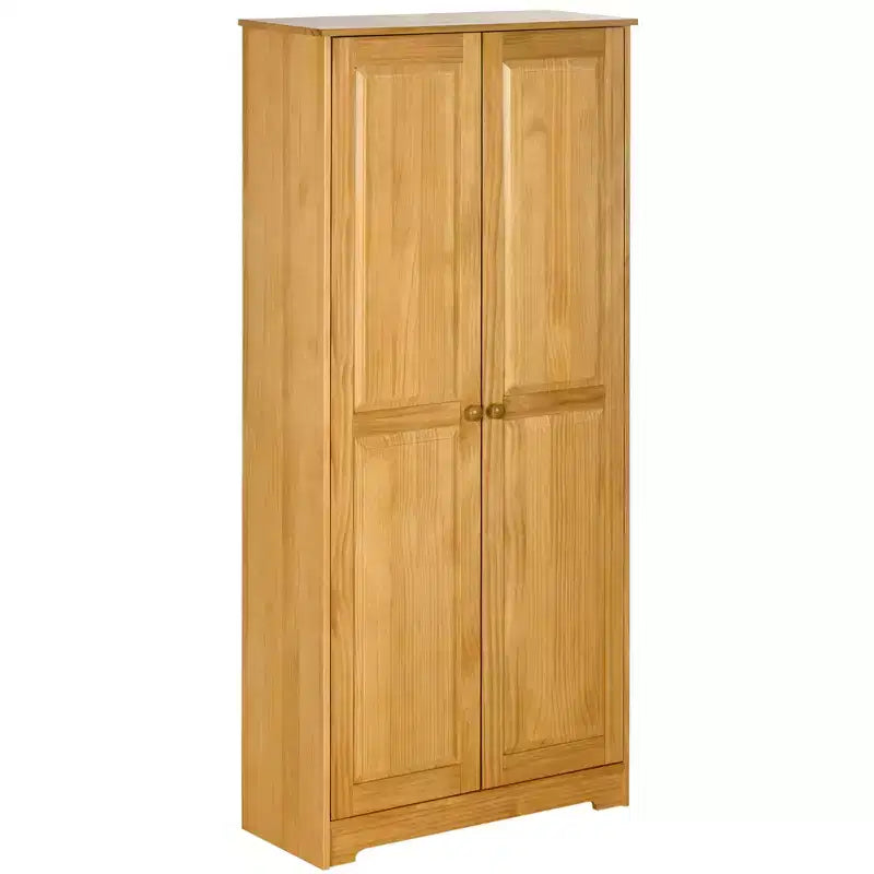 67" Pinewood Kitchen Pantry Storage Cabinet, Freestanding Cabinets with Doors and Shelf Adjustability, Soft-Close Mechanism