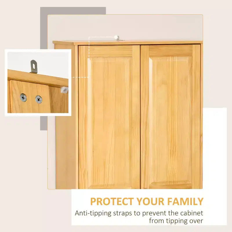 67" Pinewood Kitchen Pantry Storage Cabinet, Freestanding Cabinets with Doors and Shelf Adjustability, Soft-Close Mechanism