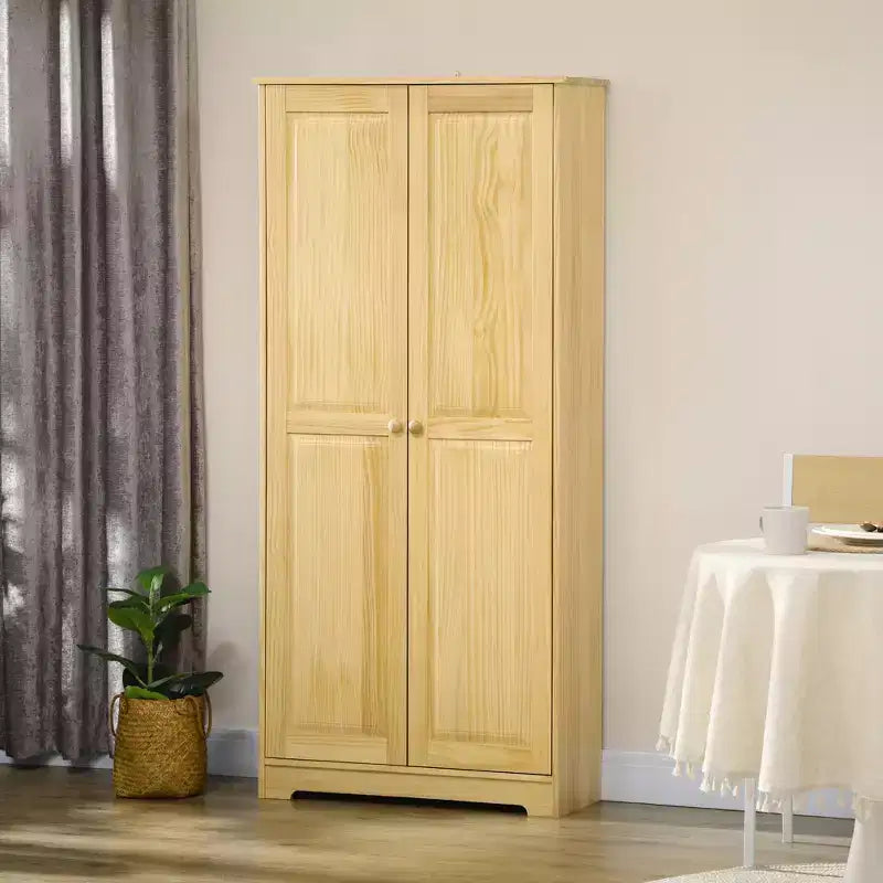 67" Pinewood Kitchen Pantry Storage Cabinet, Freestanding Cabinets with Doors and Shelf Adjustability, Soft-Close Mechanism