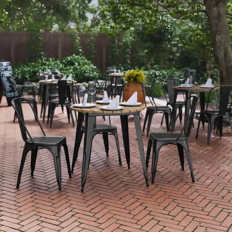 30" Round Indoor/Outdoor Dining Table with All-Weather Poly Resin Top