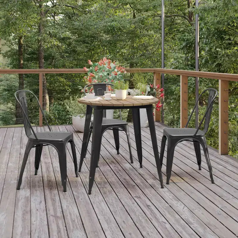 30" Round Indoor/Outdoor Dining Table with All-Weather Poly Resin Top