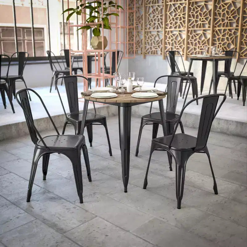 30" Round Indoor/Outdoor Dining Table with All-Weather Poly Resin Top