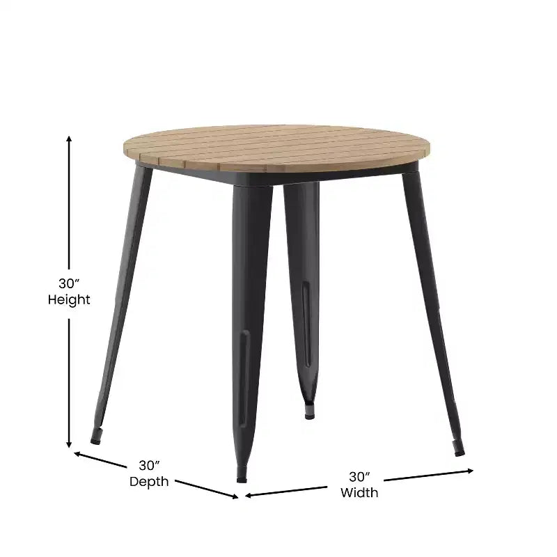 30" Round Indoor/Outdoor Dining Table with All-Weather Poly Resin Top