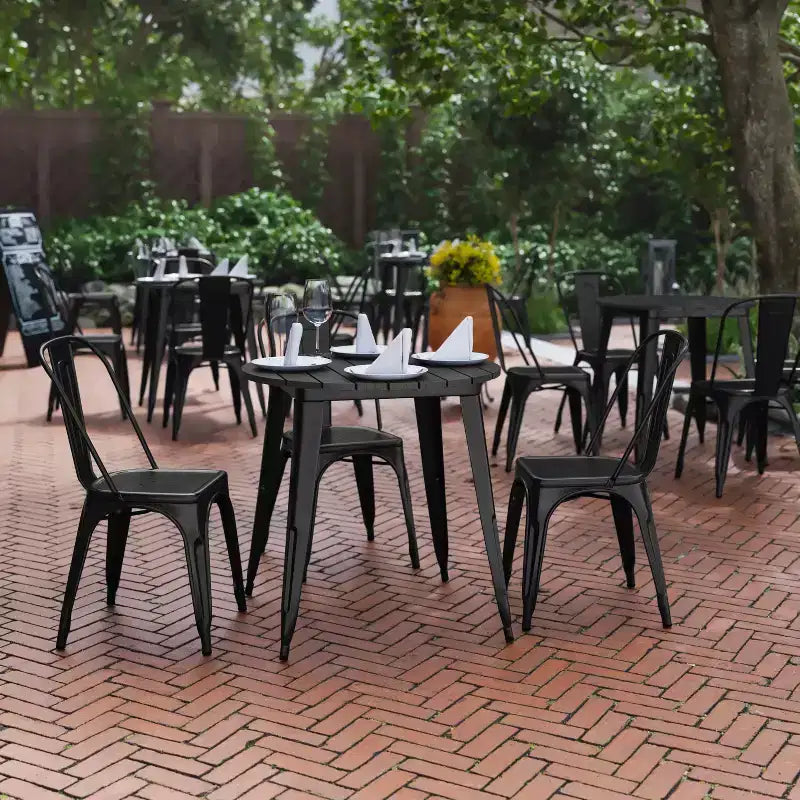 30" Round Indoor/Outdoor Dining Table with All-Weather Poly Resin Top