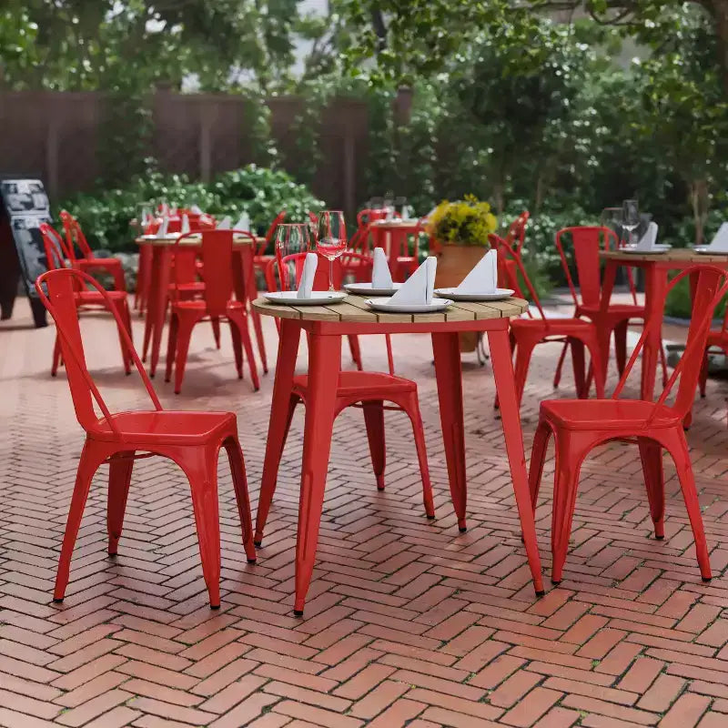 30" Round Indoor/Outdoor Dining Table with All-Weather Poly Resin Top