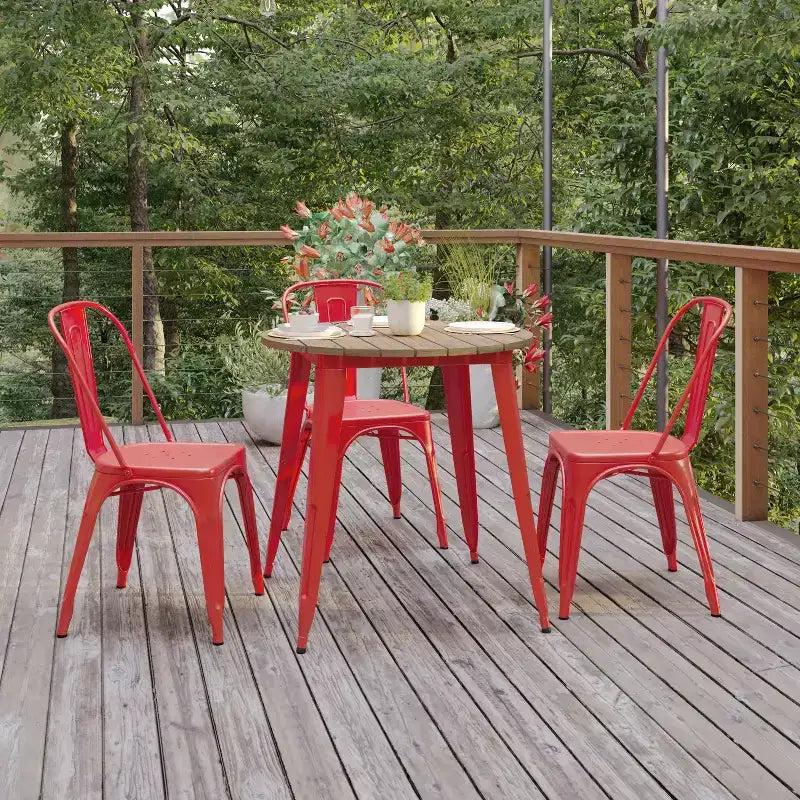 30" Round Indoor/Outdoor Dining Table with All-Weather Poly Resin Top