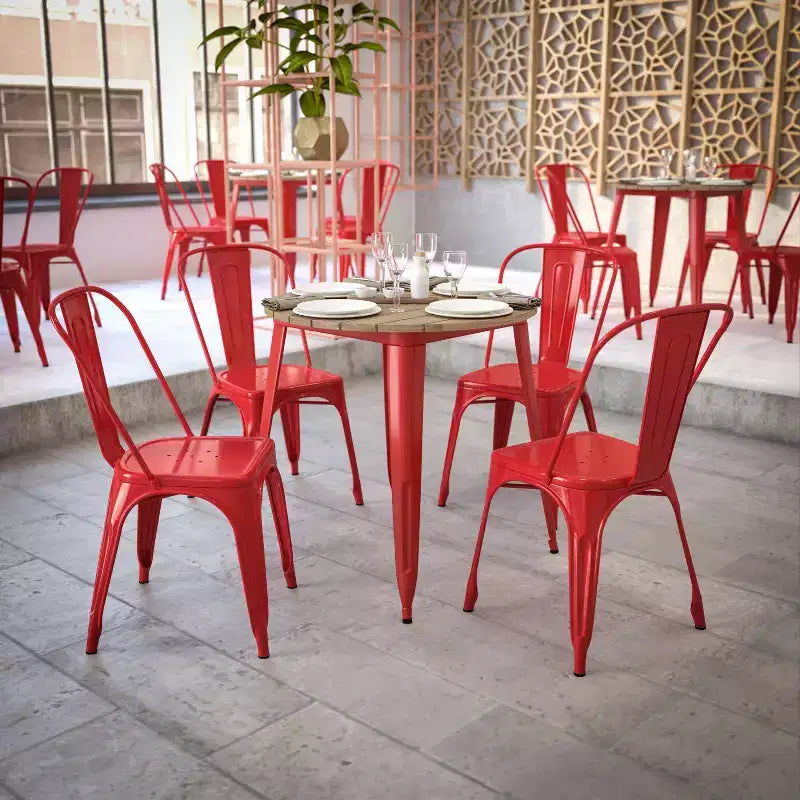 30" Round Indoor/Outdoor Dining Table with All-Weather Poly Resin Top