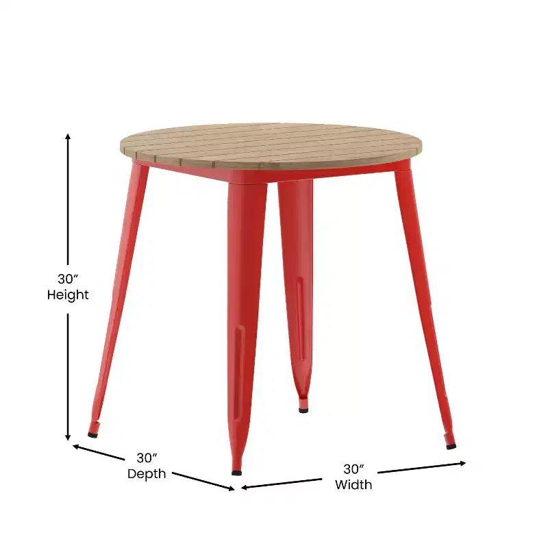 30" Round Indoor/Outdoor Dining Table with All-Weather Poly Resin Top