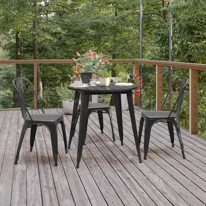 30" Round Indoor/Outdoor Dining Table with All-Weather Poly Resin Top