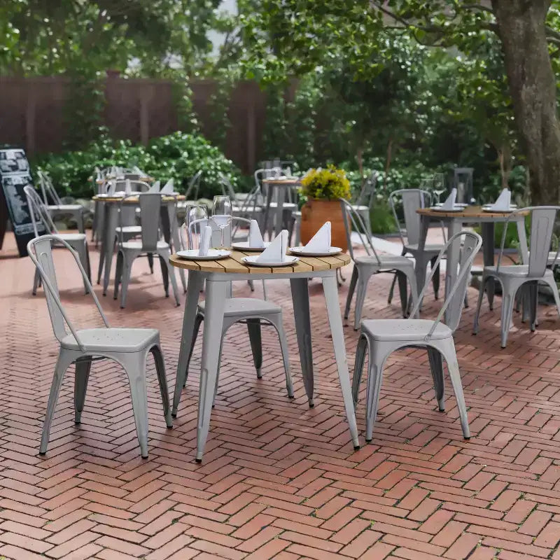 30" Round Indoor/Outdoor Dining Table with All-Weather Poly Resin Top