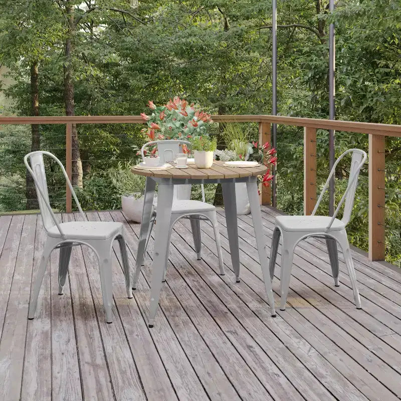30" Round Indoor/Outdoor Dining Table with All-Weather Poly Resin Top