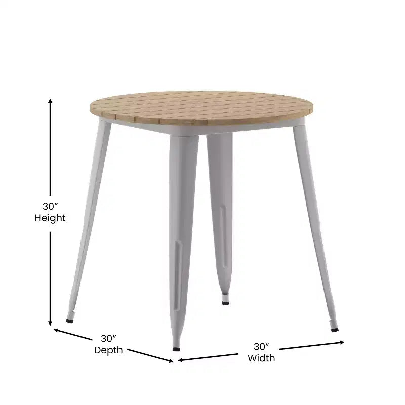 30" Round Indoor/Outdoor Dining Table with All-Weather Poly Resin Top