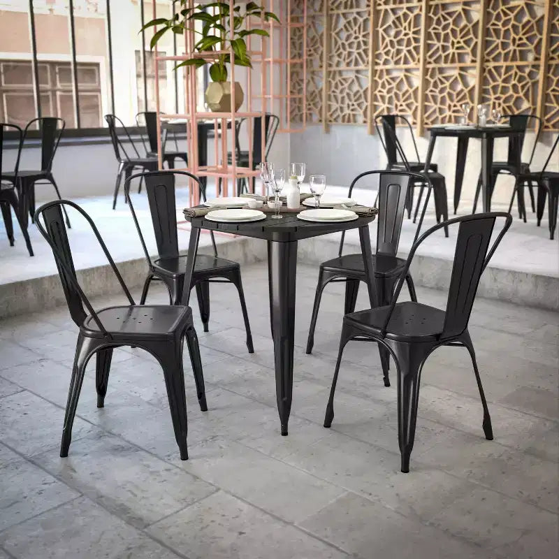 30" Round Indoor/Outdoor Dining Table with All-Weather Poly Resin Top