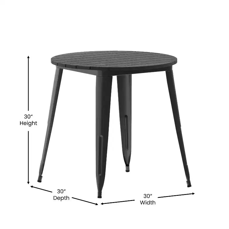 30" Round Indoor/Outdoor Dining Table with All-Weather Poly Resin Top
