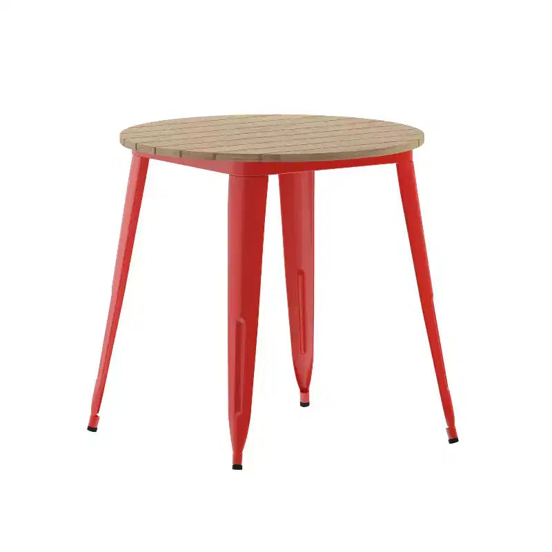 30" Round Indoor/Outdoor Dining Table with All-Weather Poly Resin Top