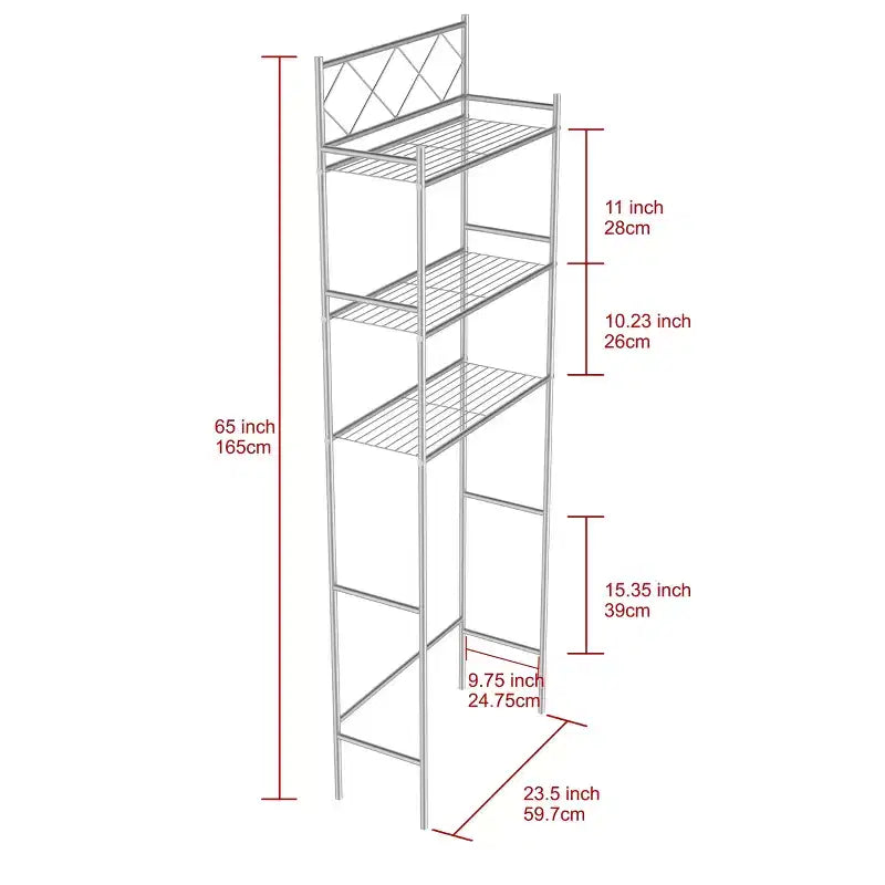 Metal Over-the-Toilet Space Saver Organizer with 3 Shelves