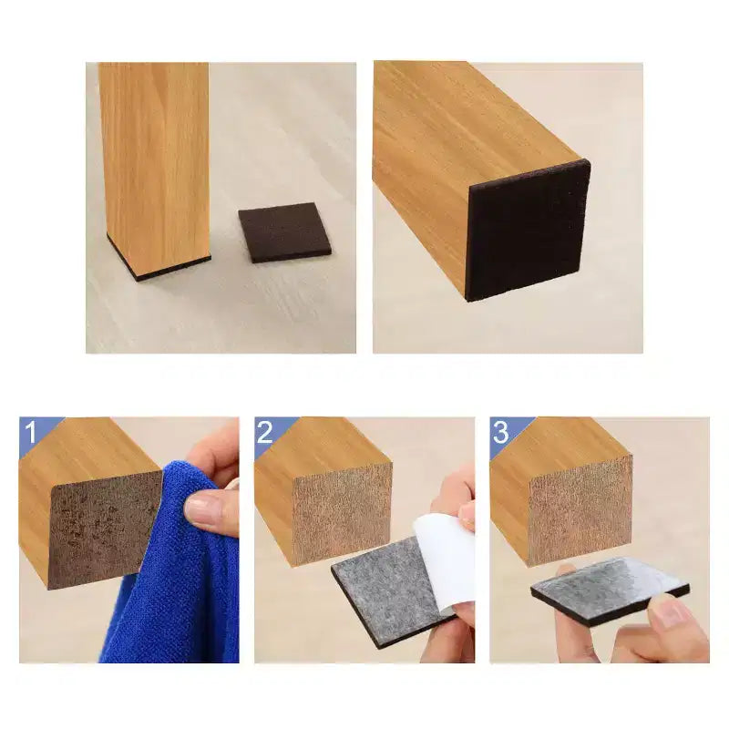 Square Self-Stick Furniture Felt Pads, Dark Brown 1"x1", 60 Pcs