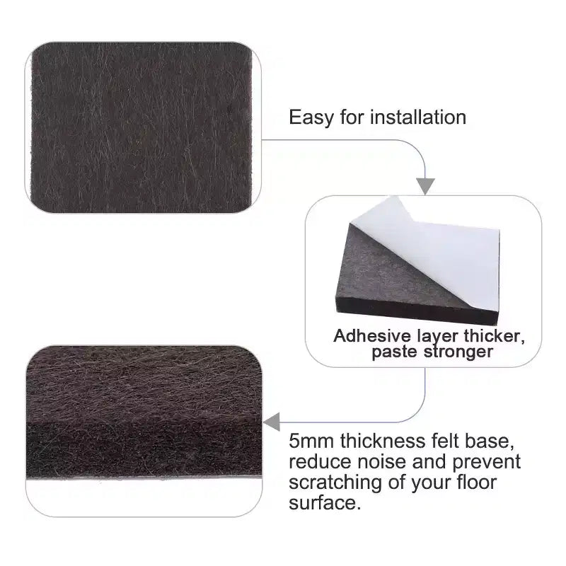 Square Self-Stick Furniture Felt Pads, Dark Brown 1"x1", 60 Pcs
