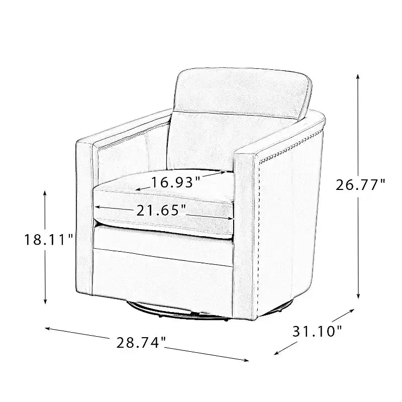 Wide Genuine Leather Swivel Accent Chair with Metal Base