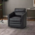 Large Fauteuil Pivotant d'Appoint en Cuir Véritable avec Piètement en Métal