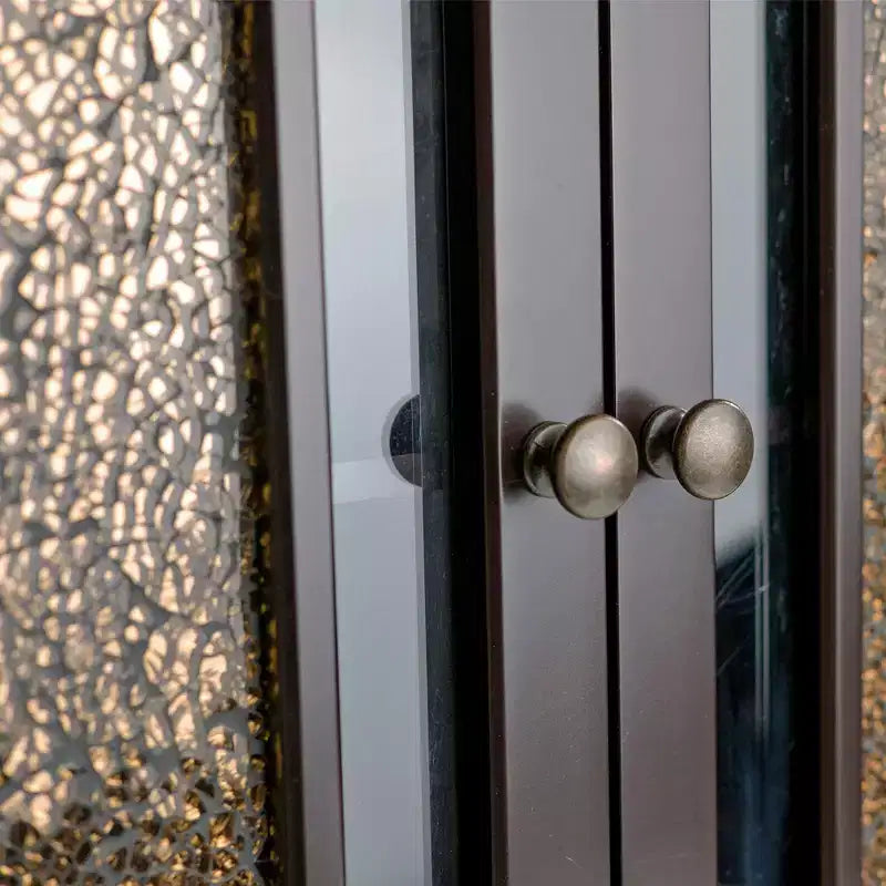 Two-Door Wall Cabinet with Glass Mosaic Doors in Dark Espresso