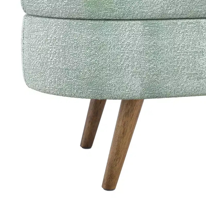 Oval Tufted Storage Bench with Rubberwood Legs