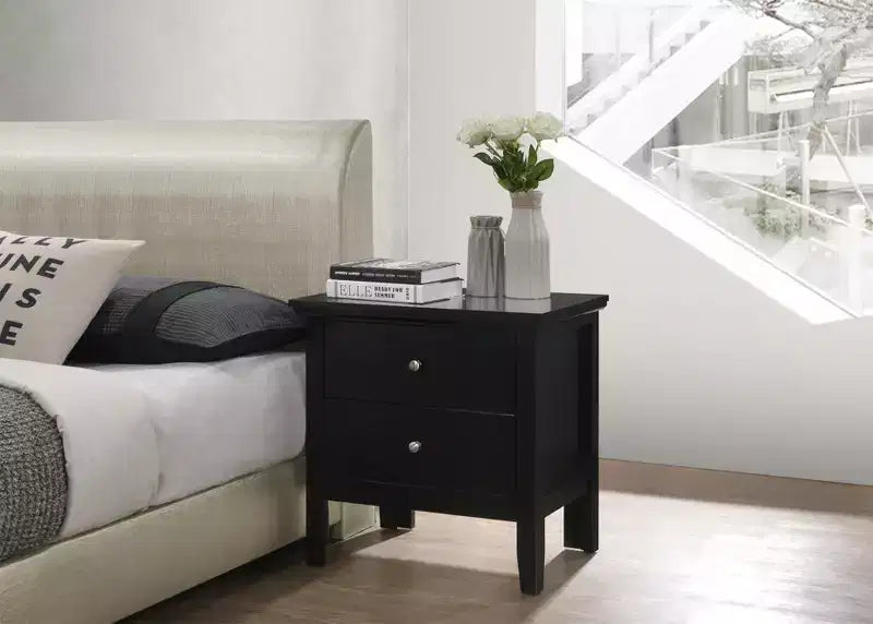 2-Drawer Nightstand with Round Nickel Handles