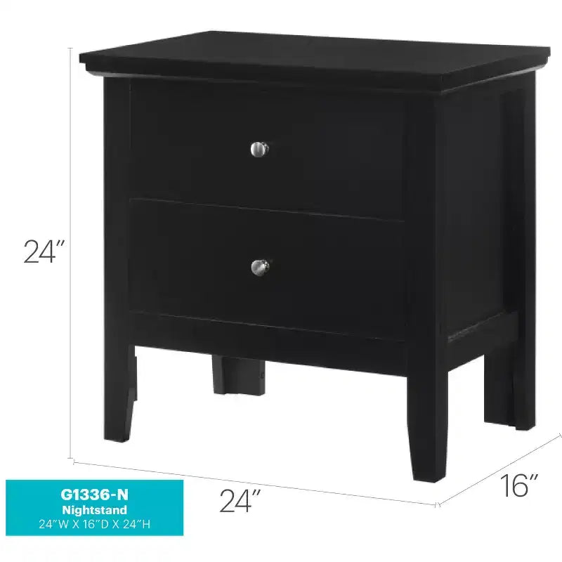 2-Drawer Nightstand with Round Nickel Handles