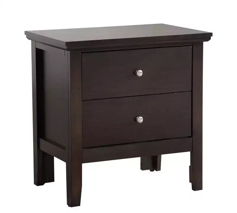 2-Drawer Nightstand with Round Nickel Handles