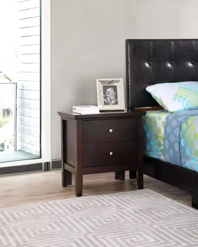 2-Drawer Nightstand with Round Nickel Handles