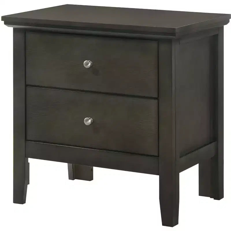 2-Drawer Nightstand with Round Nickel Handles