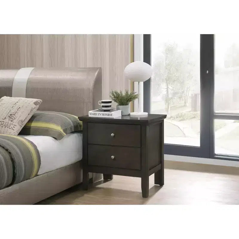2-Drawer Nightstand with Round Nickel Handles