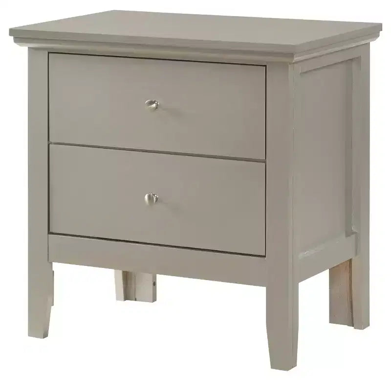 2-Drawer Nightstand with Round Nickel Handles