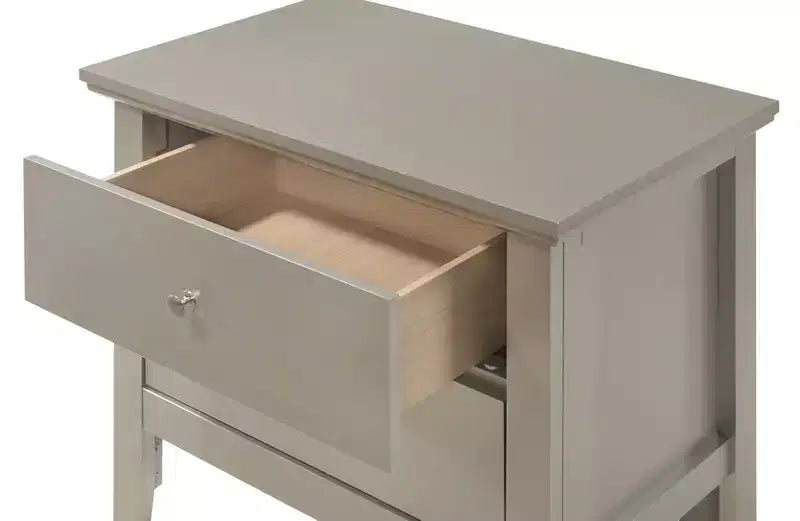 2-Drawer Nightstand with Round Nickel Handles