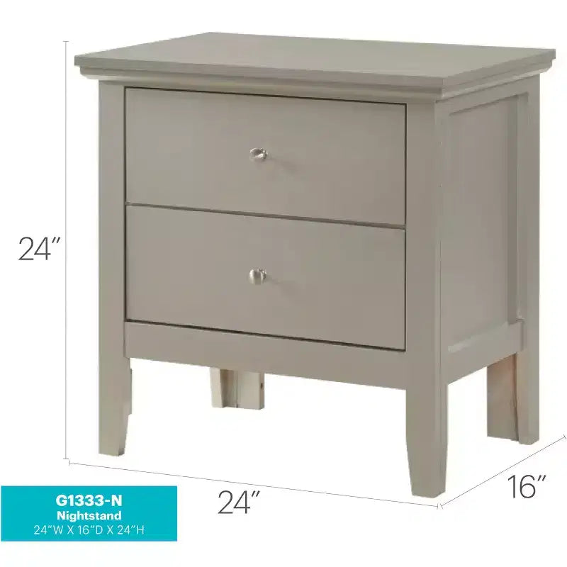 2-Drawer Nightstand with Round Nickel Handles