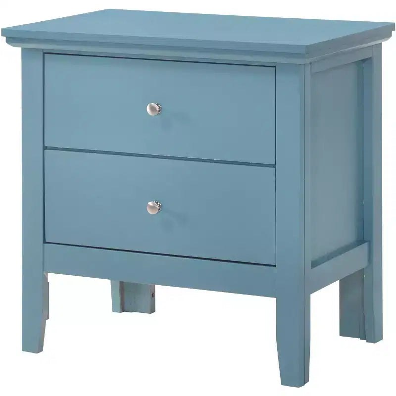2-Drawer Nightstand with Round Nickel Handles