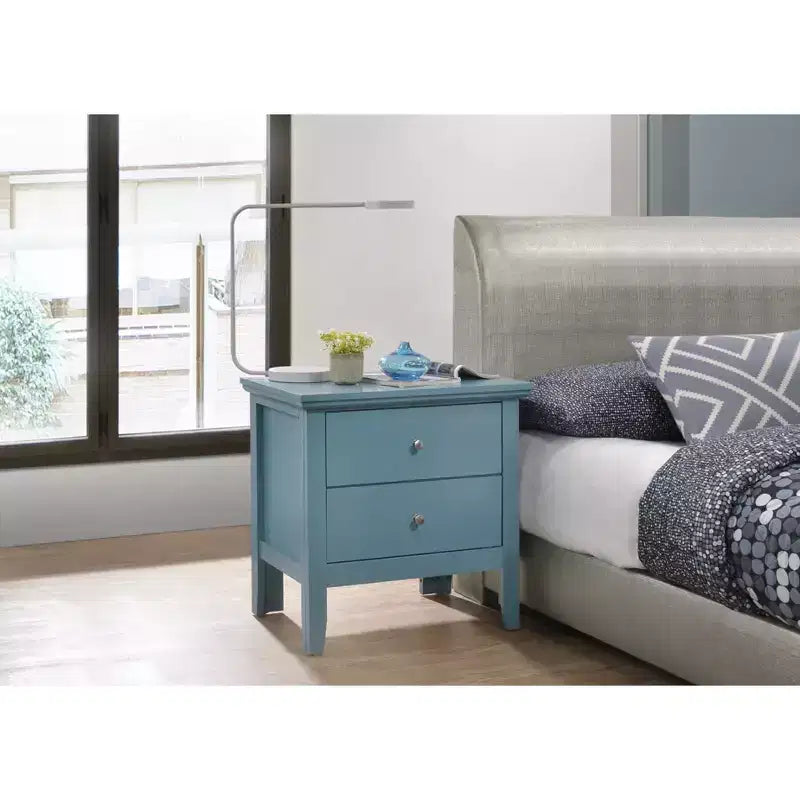 2-Drawer Nightstand with Round Nickel Handles