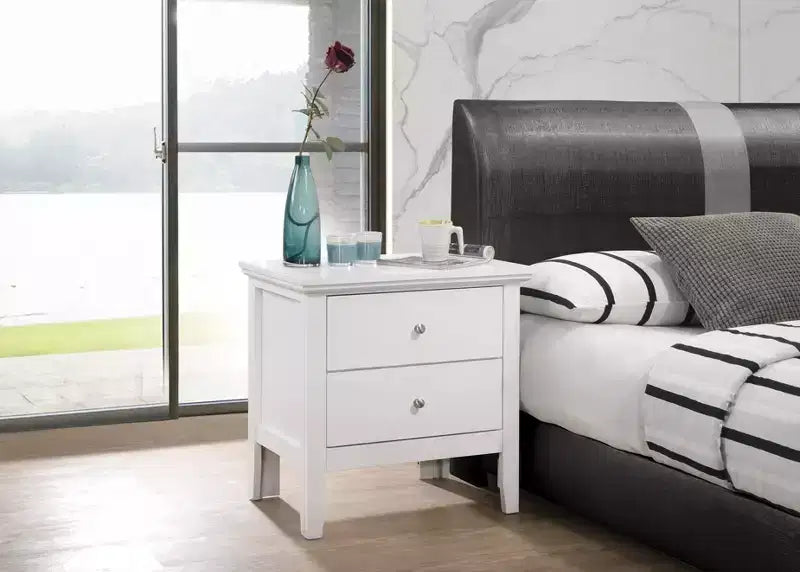 2-Drawer Nightstand with Round Nickel Handles