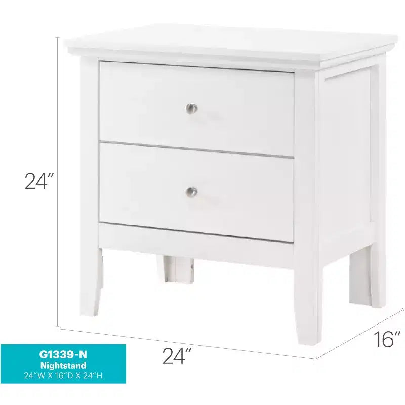 2-Drawer Nightstand with Round Nickel Handles