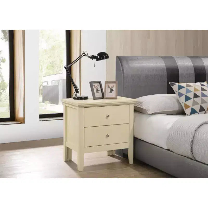 2-Drawer Nightstand with Round Nickel Handles