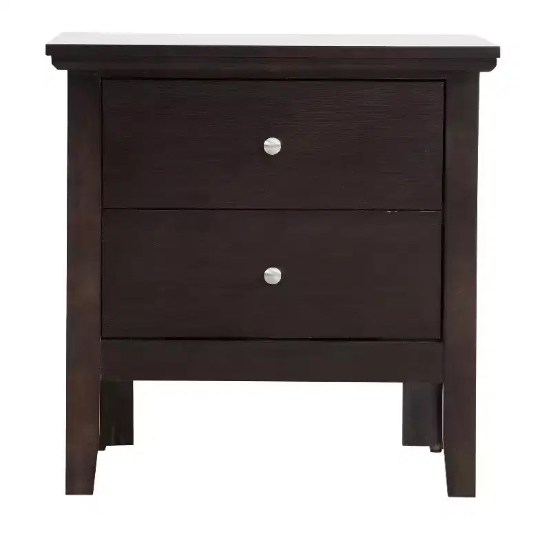 2-Drawer Nightstand with Round Nickel Handles
