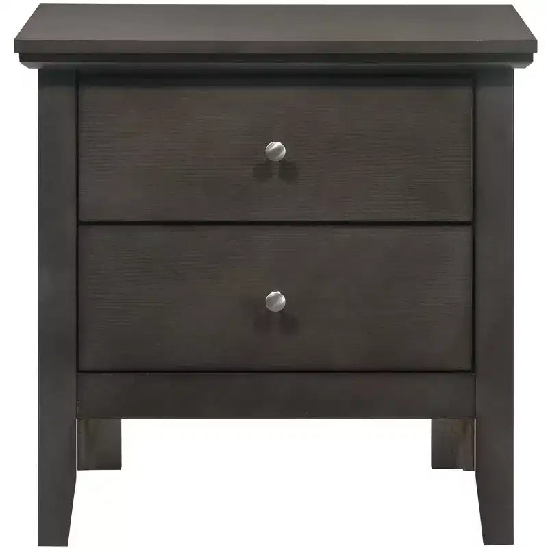 2-Drawer Nightstand with Round Nickel Handles