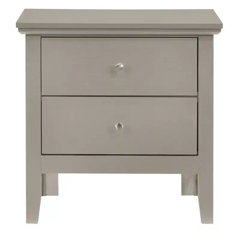 2-Drawer Nightstand with Round Nickel Handles