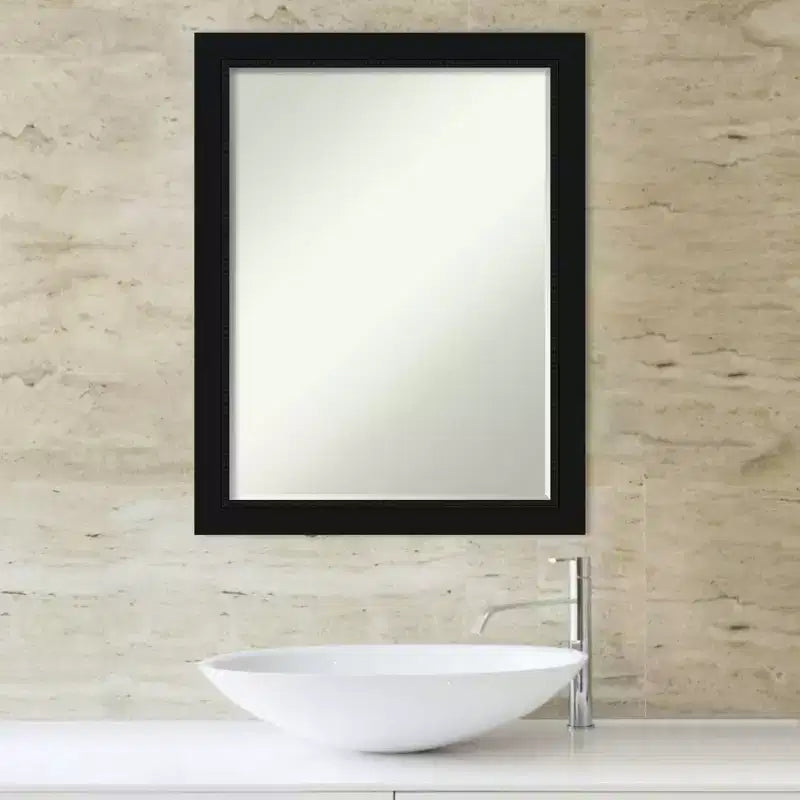 Petite Bevel Bathroom Wall Mirror with Black Narrow Frame