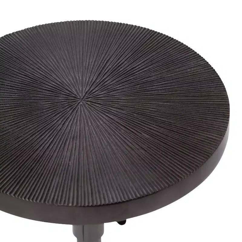 Adjustable Height Metal Drink Table & Plant Stand with Sunburst Pattern