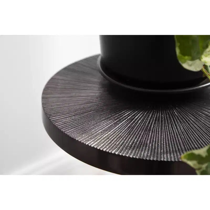 Adjustable Height Metal Drink Table & Plant Stand with Sunburst Pattern