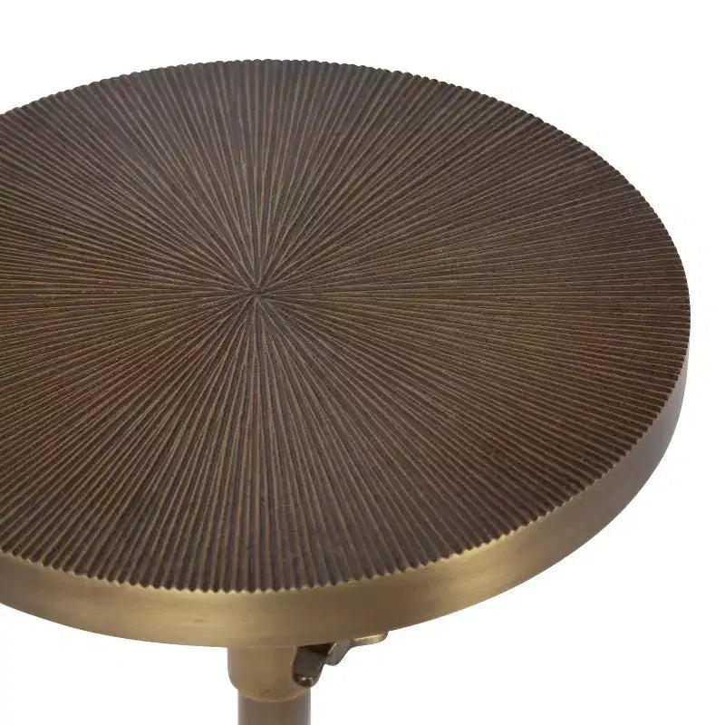 Adjustable Height Metal Drink Table & Plant Stand with Sunburst Pattern