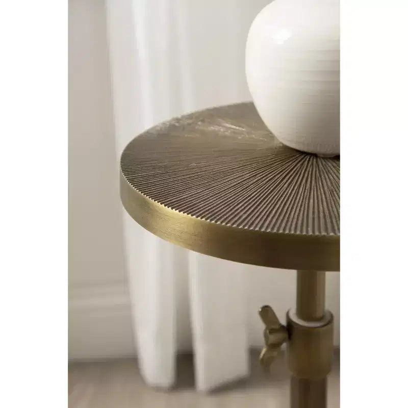 Adjustable Height Metal Drink Table & Plant Stand with Sunburst Pattern
