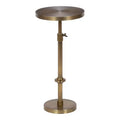 Adjustable Height Metal Drink Table & Plant Stand with Sunburst Pattern