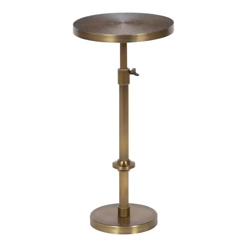 Adjustable Height Metal Drink Table & Plant Stand with Sunburst Pattern
